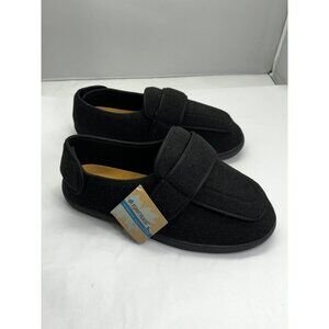 Foamtreads Black Mens Memory Foam Slippers With Adjustable Straps Size 10.5M